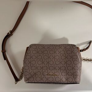 Calvin Klein Beige Monogram Crossbody Bag